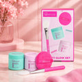 IDC INSTITUTE SOFT GLOW SET - Crema Idratante Viso 60ml + Maschera Viso Illuminante 60ml + Pennello con spatola in silicone + Spugnetta detergente/struccante
