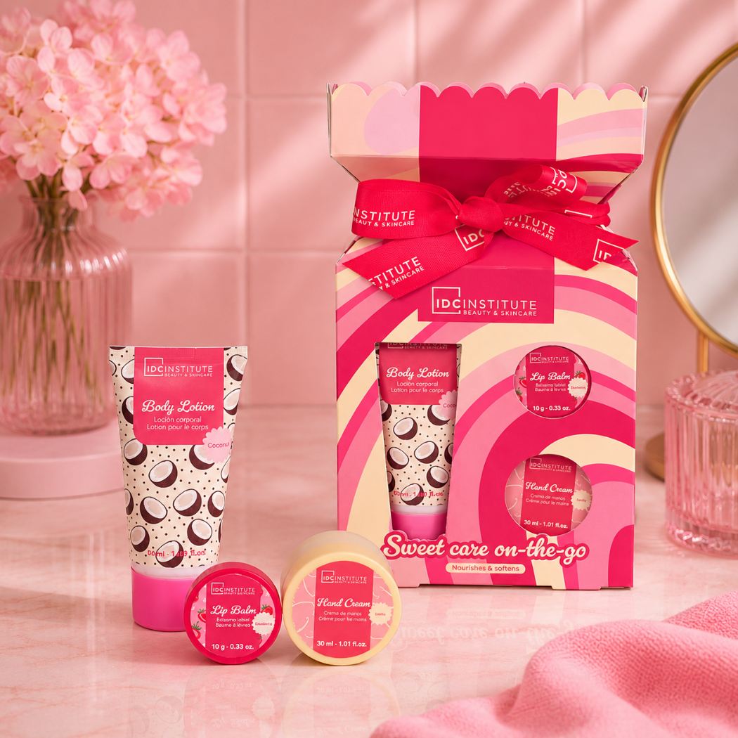 IDC INSTITUTE SWEET CARE ON-THE-GO -Lozione Corpo 50ml + Crema Mani 30ml + Balsamo Labbra 10g