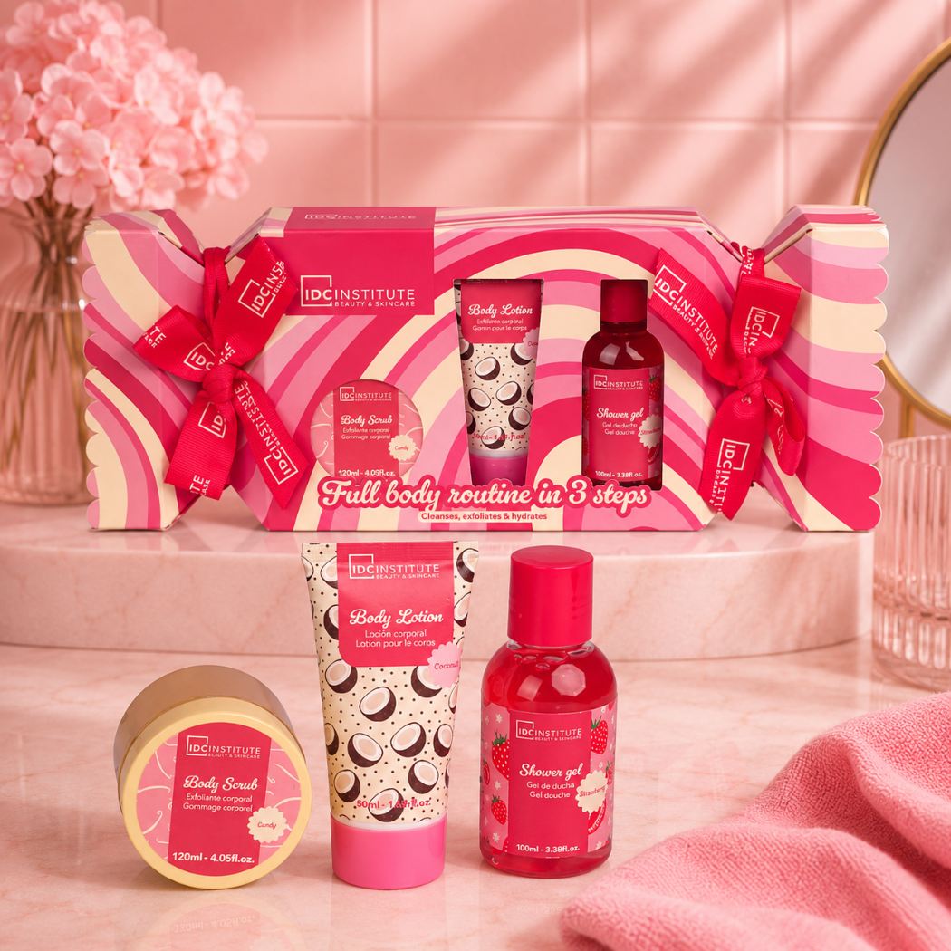 IDC INSTITUTE FULL BODY ROUTINE IN 3 STEPS - Gel Doccia 100ml + Scrub Corpo 120ml + Lozione Corpo 50ml