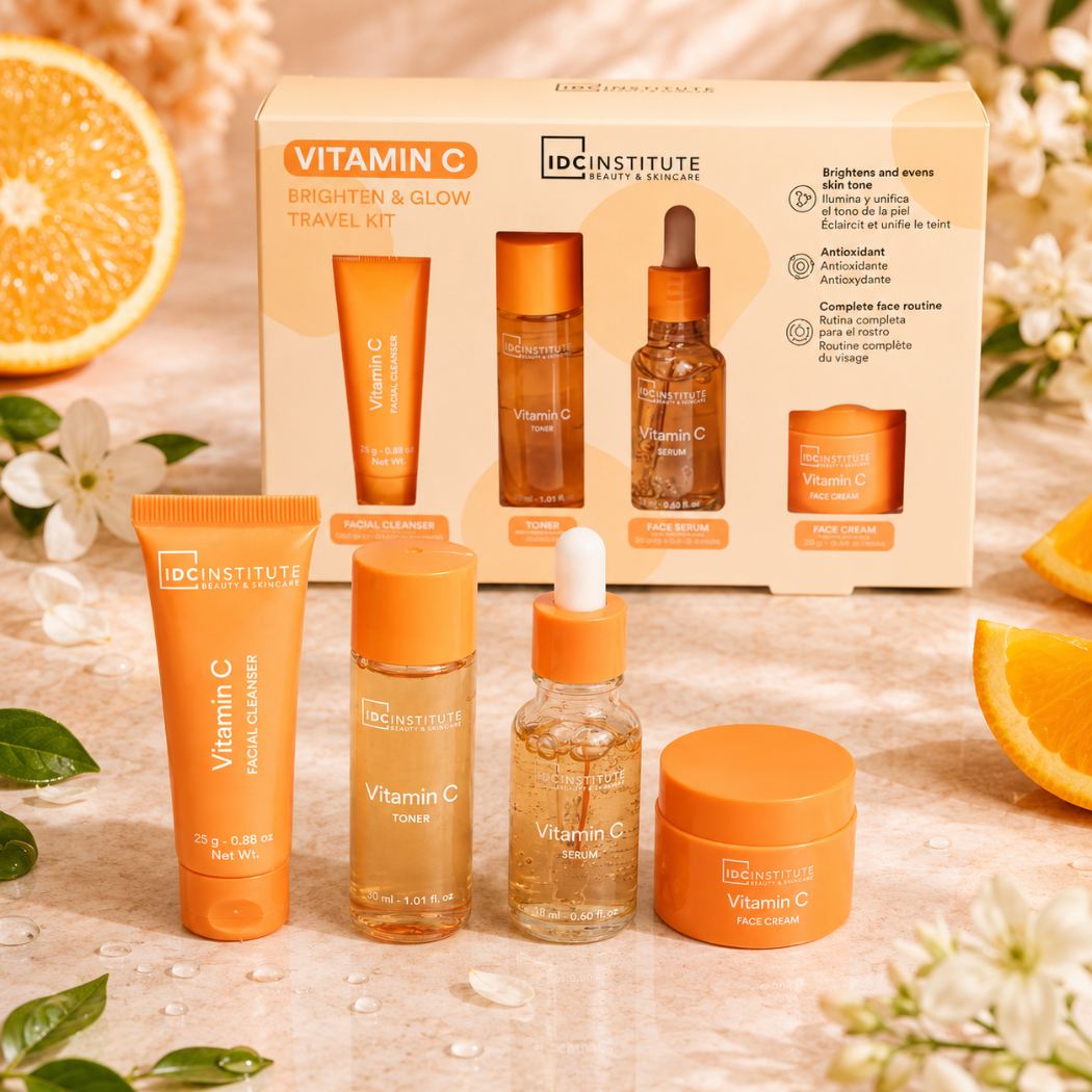 IDC INSTITUTE SKIN SOLUTION VITAMINA C TRAVEL KIT - Detergente Viso 25g + Tonico Viso 30ml + Siero Viso 18ml + Crema Viso 20g