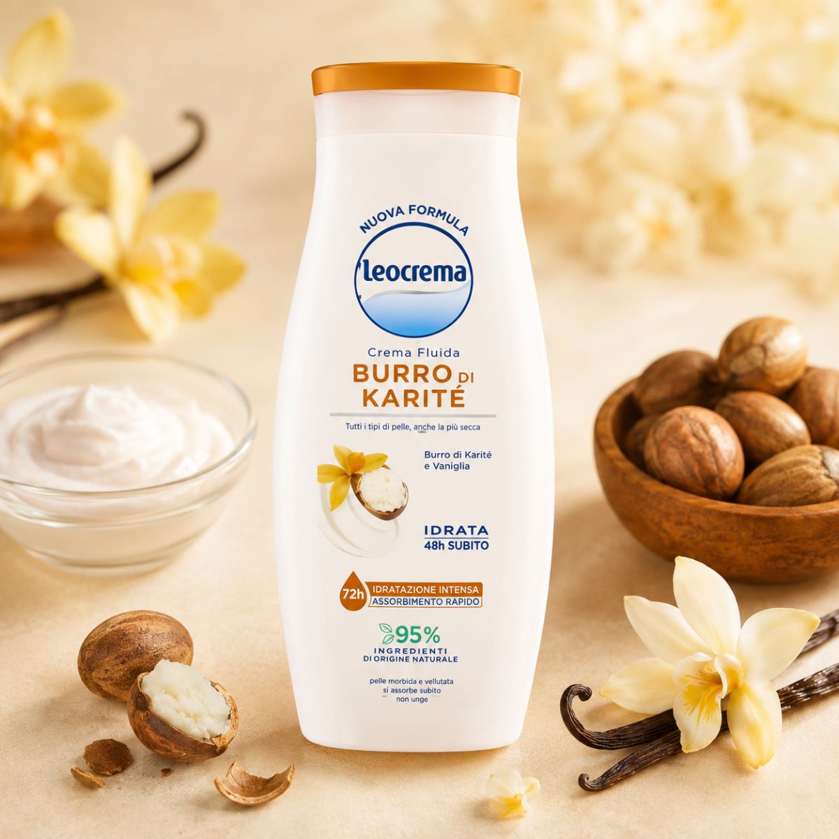 LEOCREMA CREMA FLUIDA CORPO BURRO DI KARITÉ & VANIGLIA 400ml