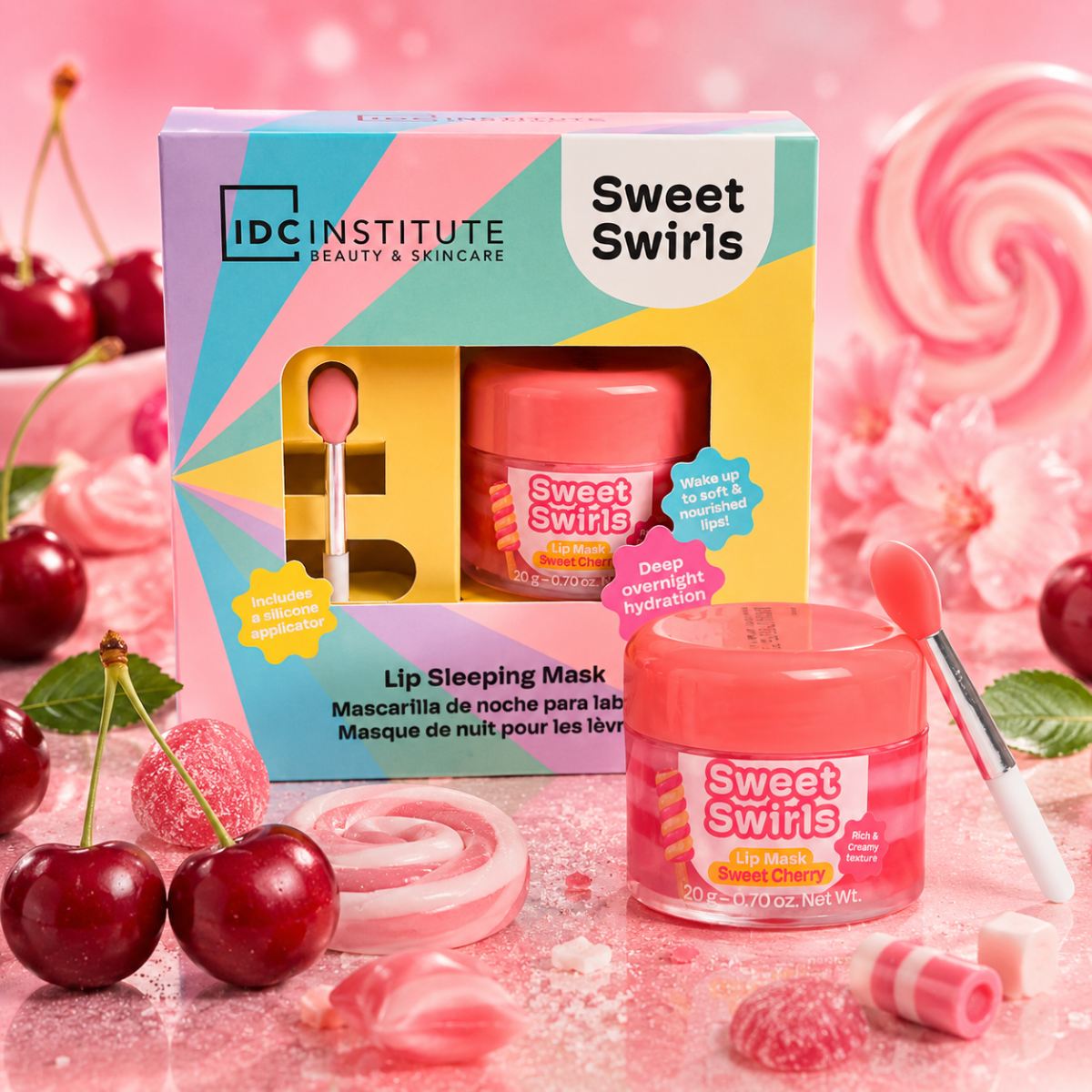 IDC INSTITUTE Lip Sleeping Mask - Maschera Labbra Notte Nutriente Cocco/Ciliegia