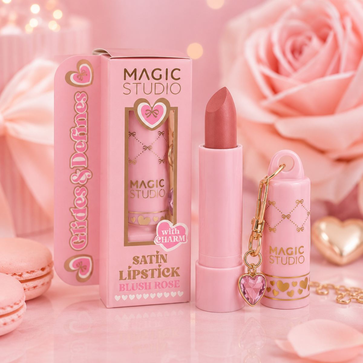 MAGIC STUDIO COQUETTE SATIN LIPSTICK WITH CHARM - Blush Rose 3,5g