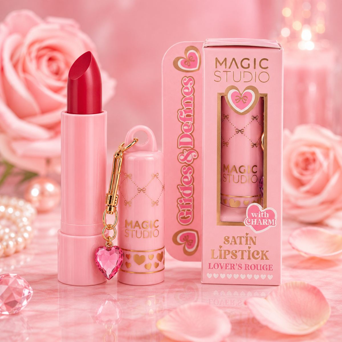 MAGIC STUDIO COQUETTE SATIN LIPSTICK WITH CHARM - Lover's Rouge 3,5g