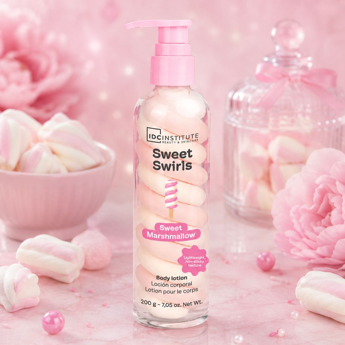 IDC INSTITUTE Sweet Swirls Marshmallow – Lozione Corpo Idratante 200g - Liquidò