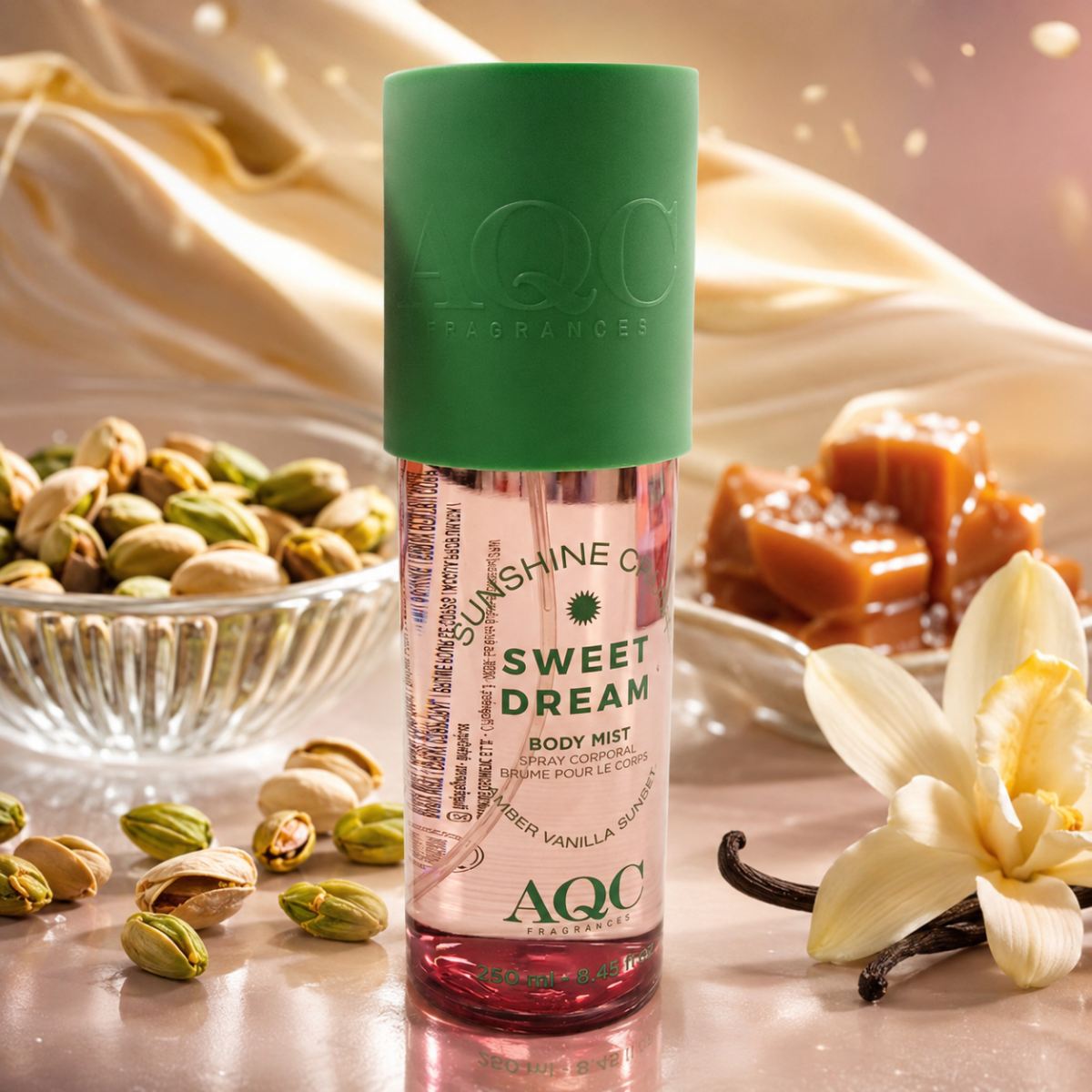 AQC SUNSHINE CRUSH SWEET DREAM BODY MIST - Spray Corpo Profumato Pistacchio, Caramello e Vaniglia 250ml