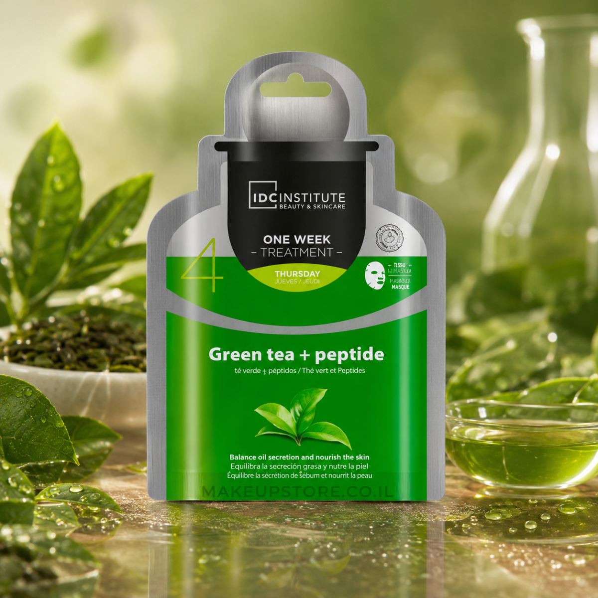IDC - One Week Treatment | MASCHERA VISO IN CARTA AL THE VERDE E PEPTIDI  - Aiuta a controllare l'eccesso di sebo