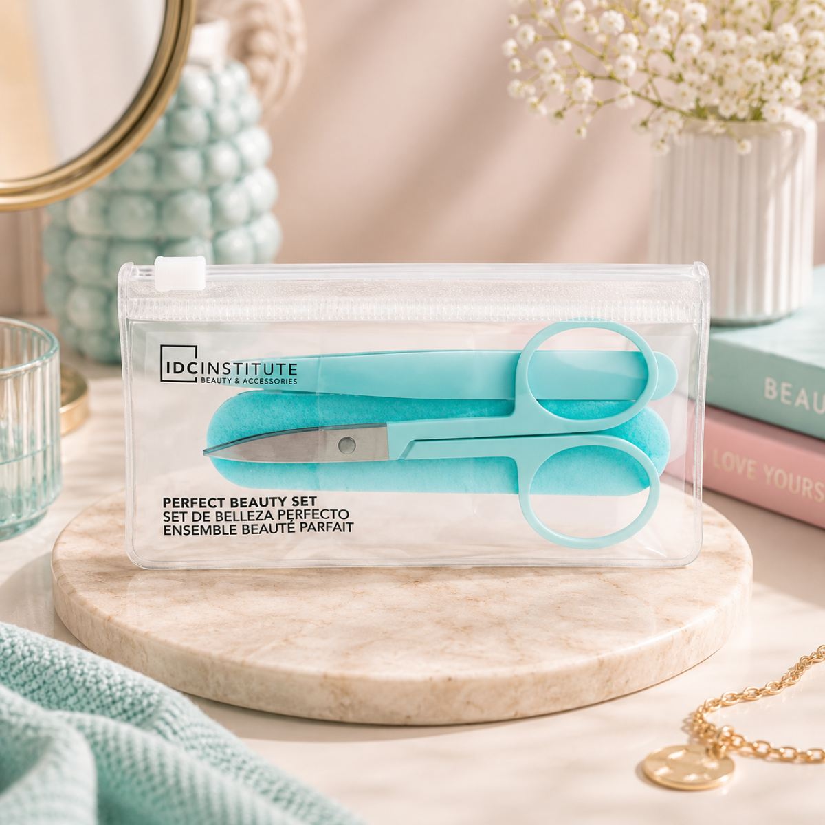 IDC INSTITUTE KIT PERFECT BEAUTY SET - Forbicina + Lima + Pinzetta