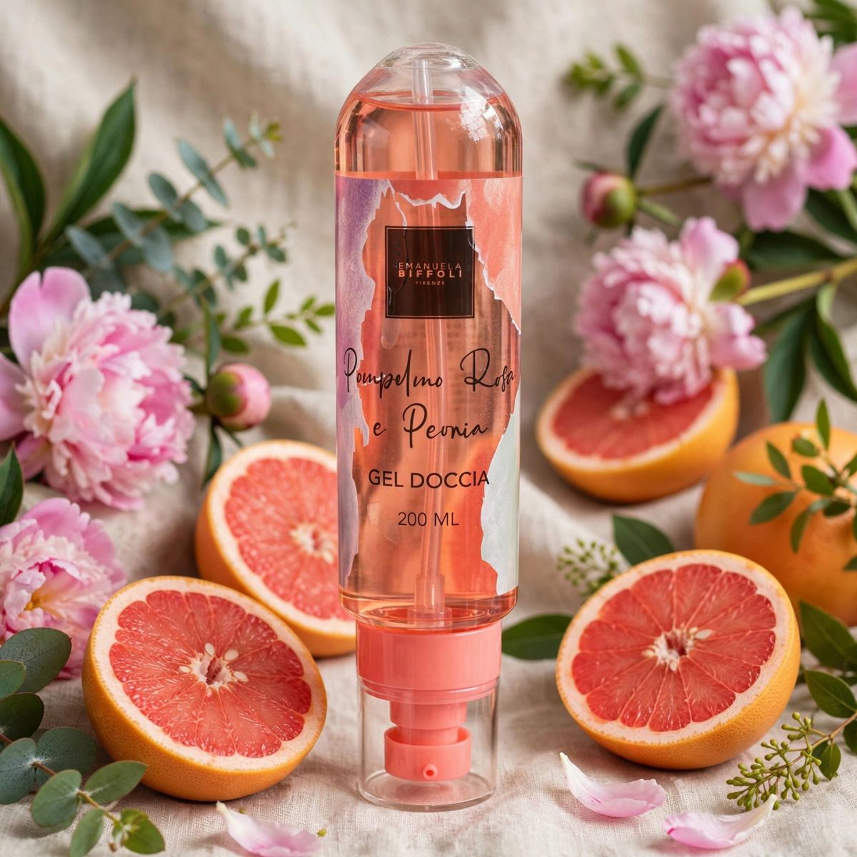 GEL DOCCIA | Pompelmo Rosa e Peonia 200ml - Deterge la pelle lasciandola morbida, profumata e tonificata - Liquidò