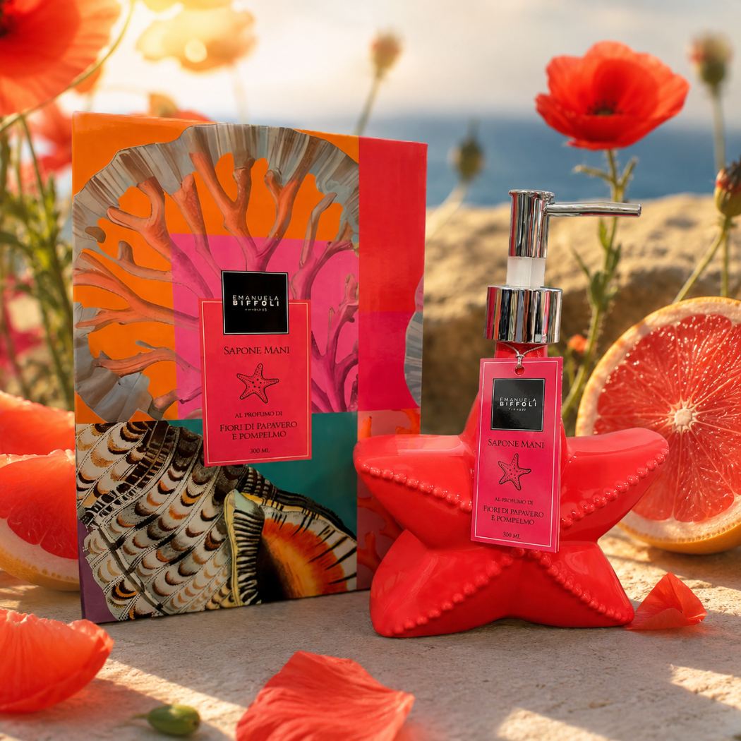 SAPONE MANI in CERAMICA | Fiori di Papavero e Pompelmo 300 ml - Liquidò