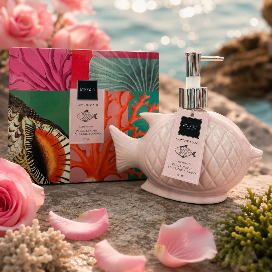 SAPONE MANI in CERAMICA | Petali di Rosa e Muschio Marino 370 ml - Liquidò