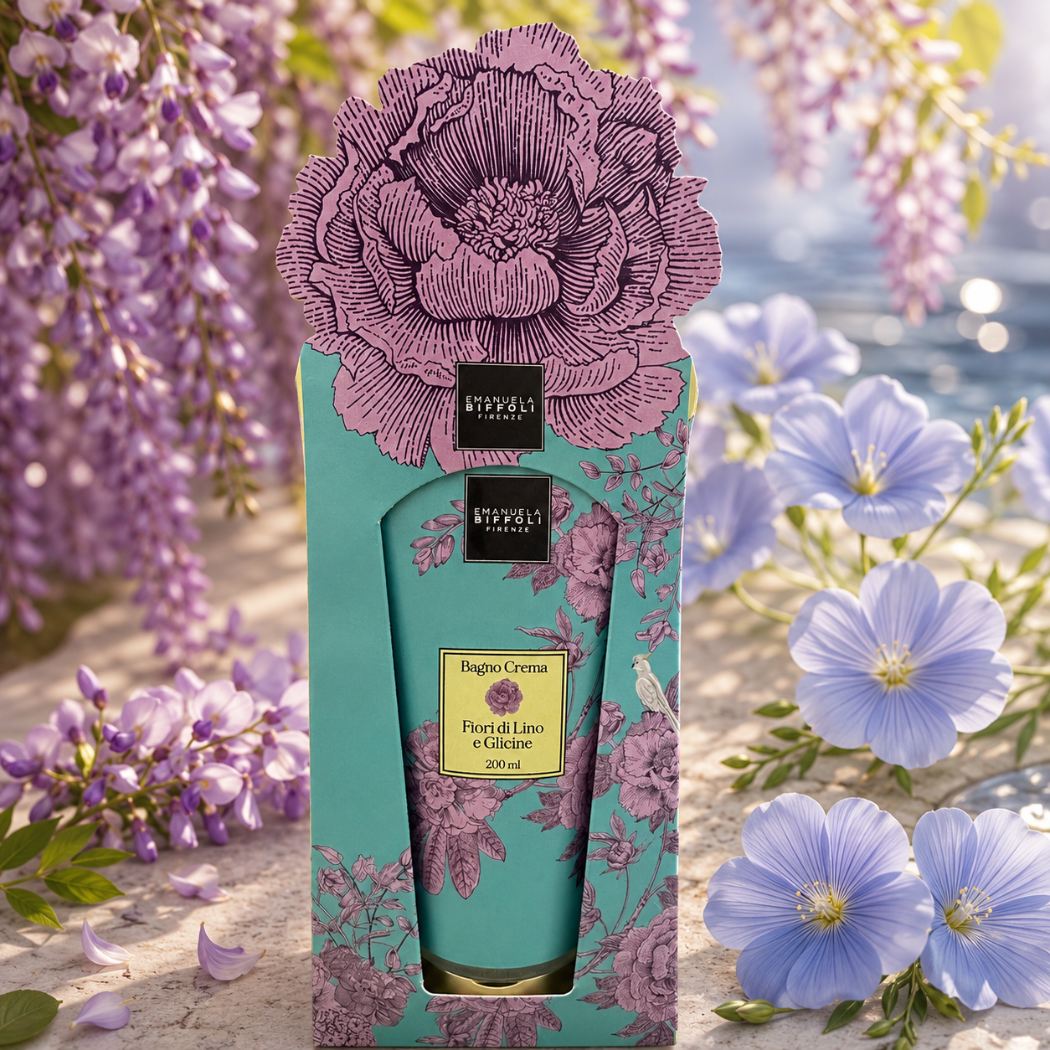 BAGNO CREMA | Fiori di Lino e Glicine 200 ml - Pelle morbida e intensamente profumata - Liquidò