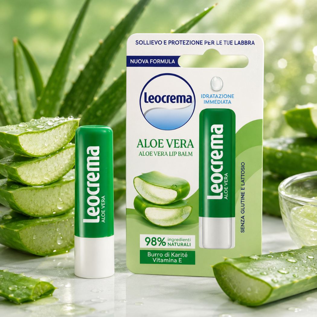 LEOCREMA LIP BALM ALOE VERA - Con Burro Di Karitè e Vitamina E 5,5ml