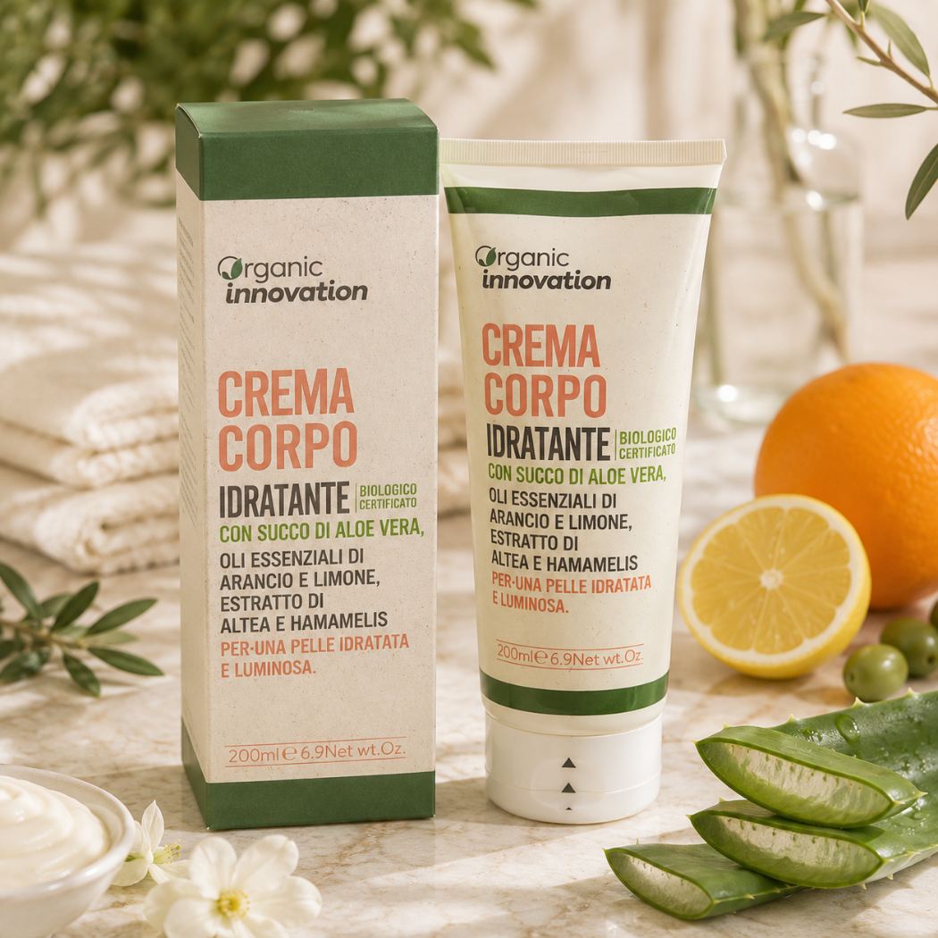ORGANIC INNOVATION CREMA CORPO IDRATANTE BIO - Con Succo Di Aloe Vera 200ml