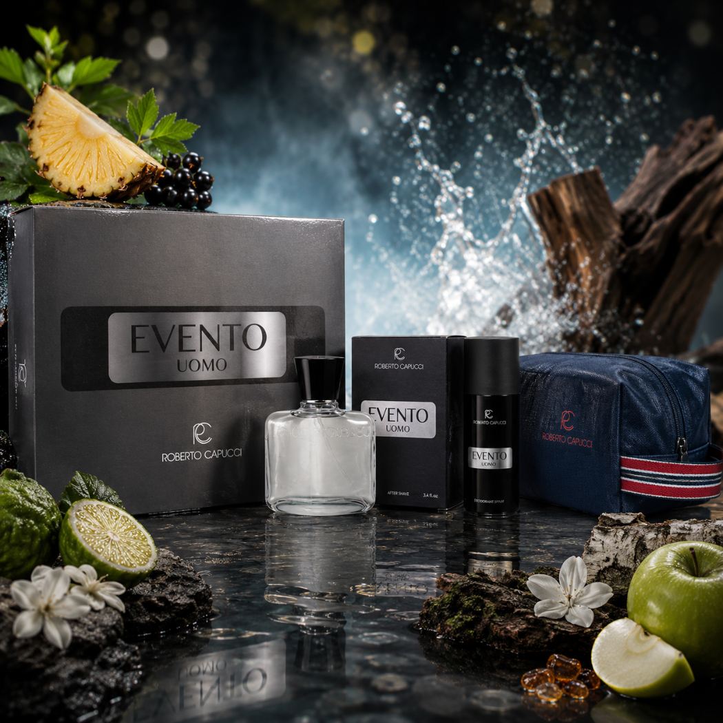 ROBERTO CAPUCCI EVENTO UOMO COFANETTO - After Shave 100ml + Deodorante Spray 150ml+ Borsello