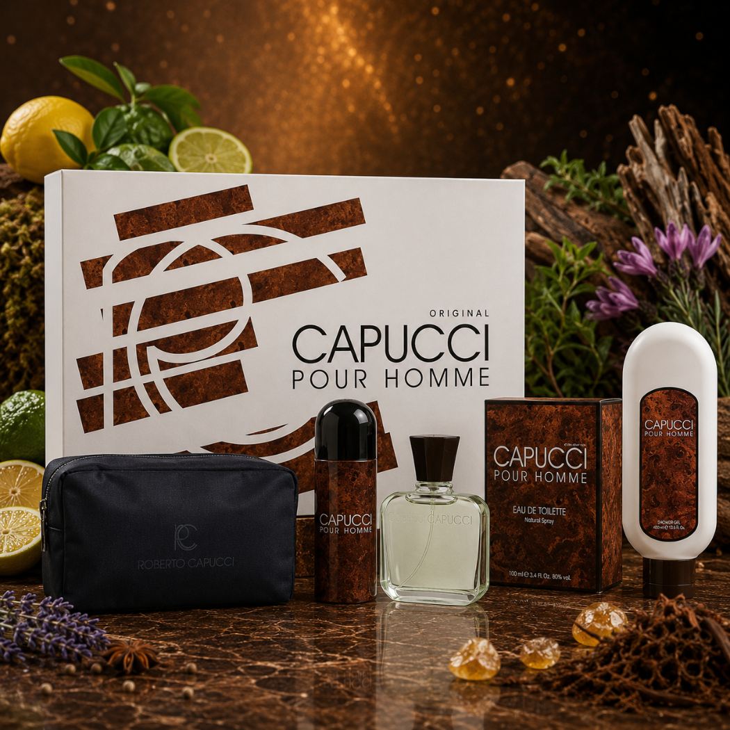 ROBERTO CAPUCCI POUR HOMME COFANETTO - Eau De Toilette 100ml + Deodorante 150ml + Shower Gel 400ml + Pochette