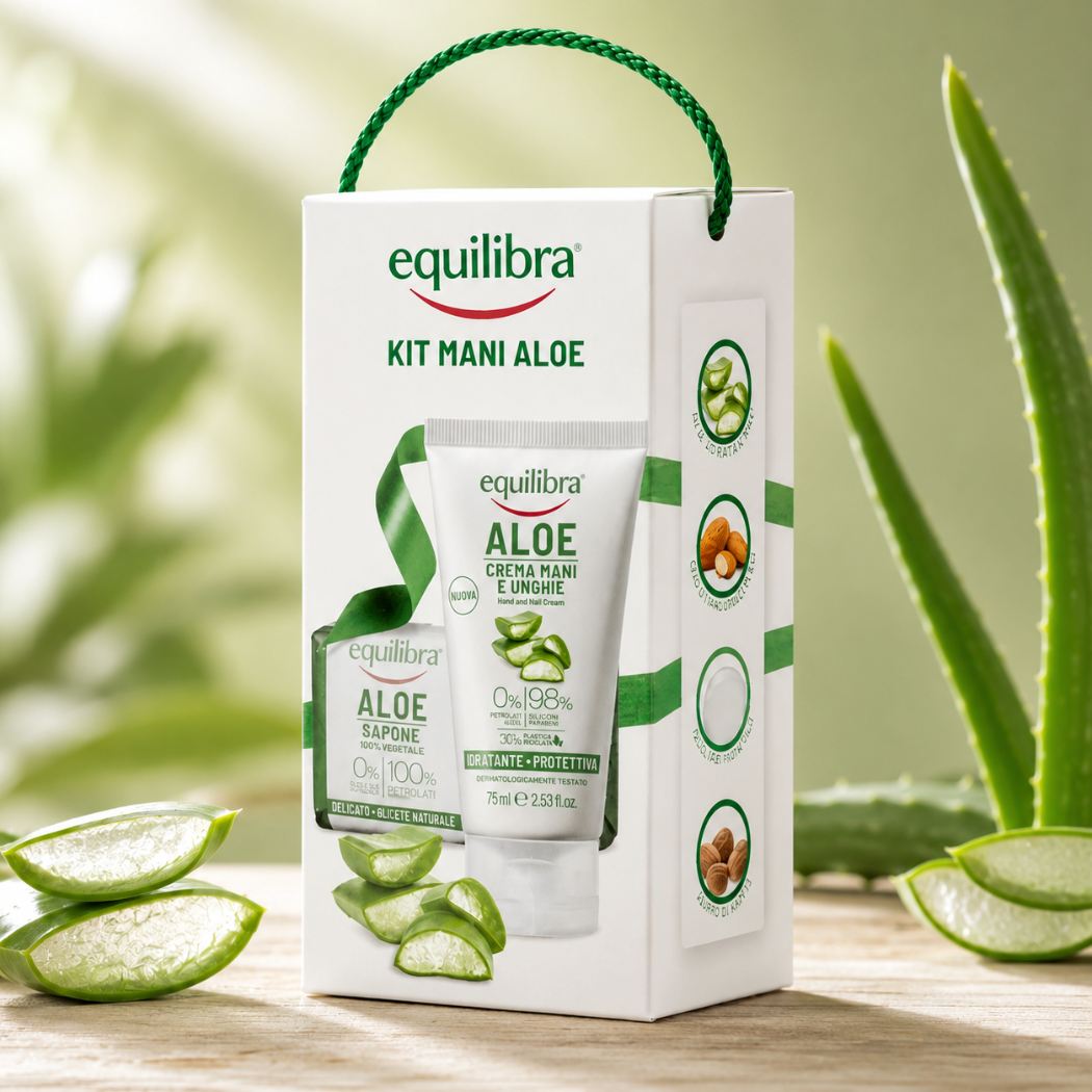 EQUILIBRA KIT MANI -Kit Mani Aloe Sapone 100% Vegetale 100 g + Crema Mani Unghie 75 ml - Liquidò