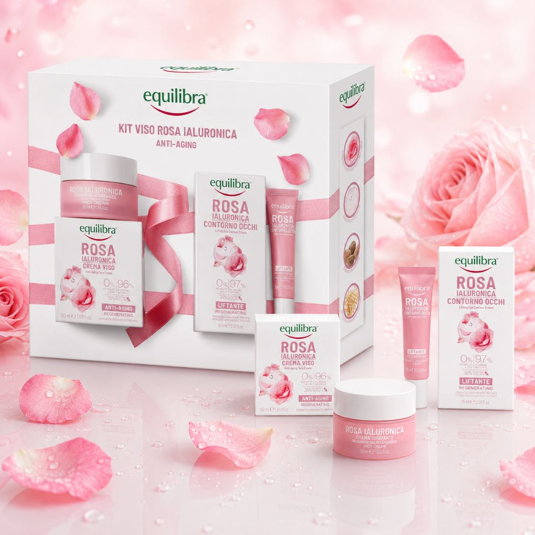EQUILIBRA KIT ROSA - Rosa Ialuronica Anti Aging Crema Viso 50 ml + Contorno Occhi Liftante 15 ml - Liquidò