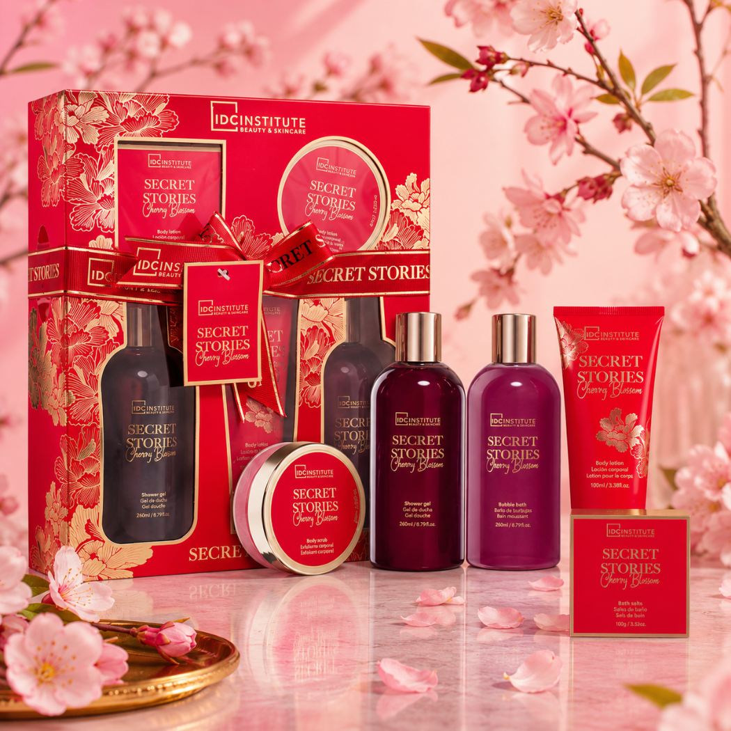 IDC - SECRET STORIES COFANETTO | Kit da bagno e scrub - fiori di ciliegio - Liquidò