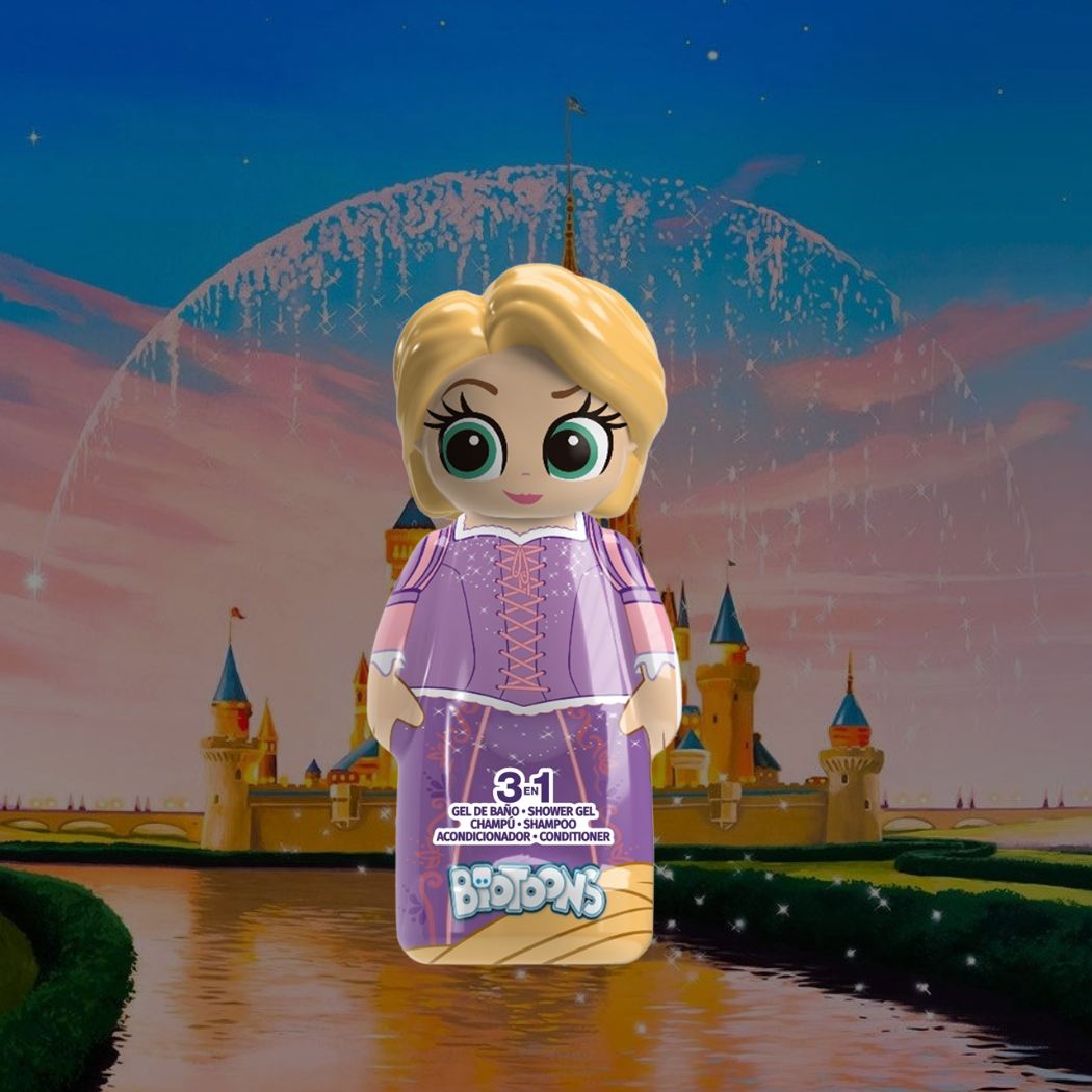 DISNEY PRINCESS RAPUNZEL 3 in 1 - Gel Doccia, Shampoo & Balsamo Con Ventosa 300 ml