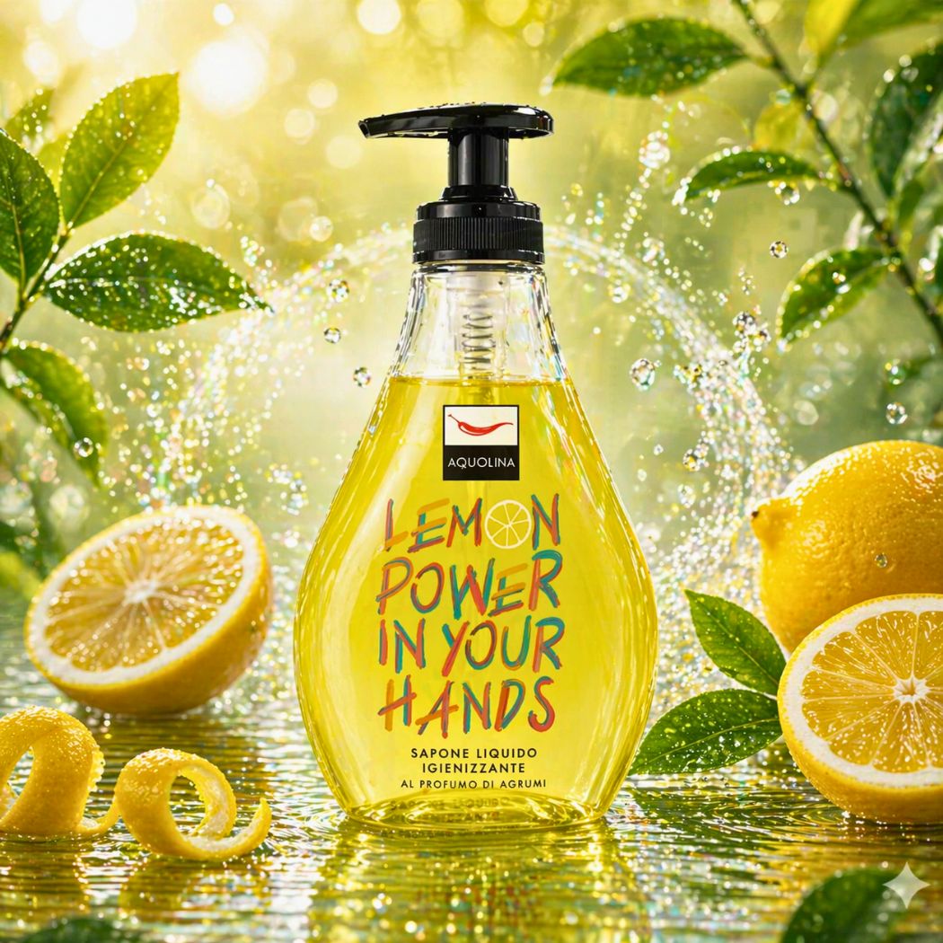 AQUOLINA LEMON POWER IN YOUR HANDS - Sapone Liquido Igienizzante 245ml - Liquidò