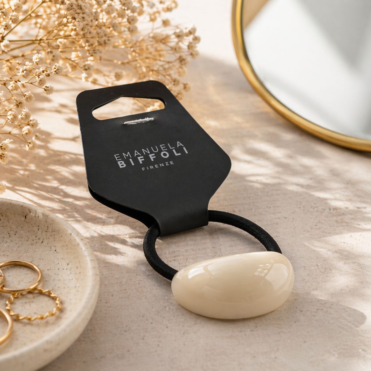 EMANUELA BIFFOLI FIRENZE ELASTICO PER CAPELLI - Dettaglio Resina Effetto Lucido