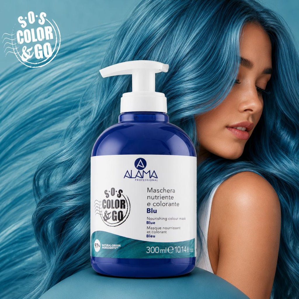ALAMA SOS COLOR & GO Vegan - Maschera Nutriente e Colorante Blu 300ml - Liquidò