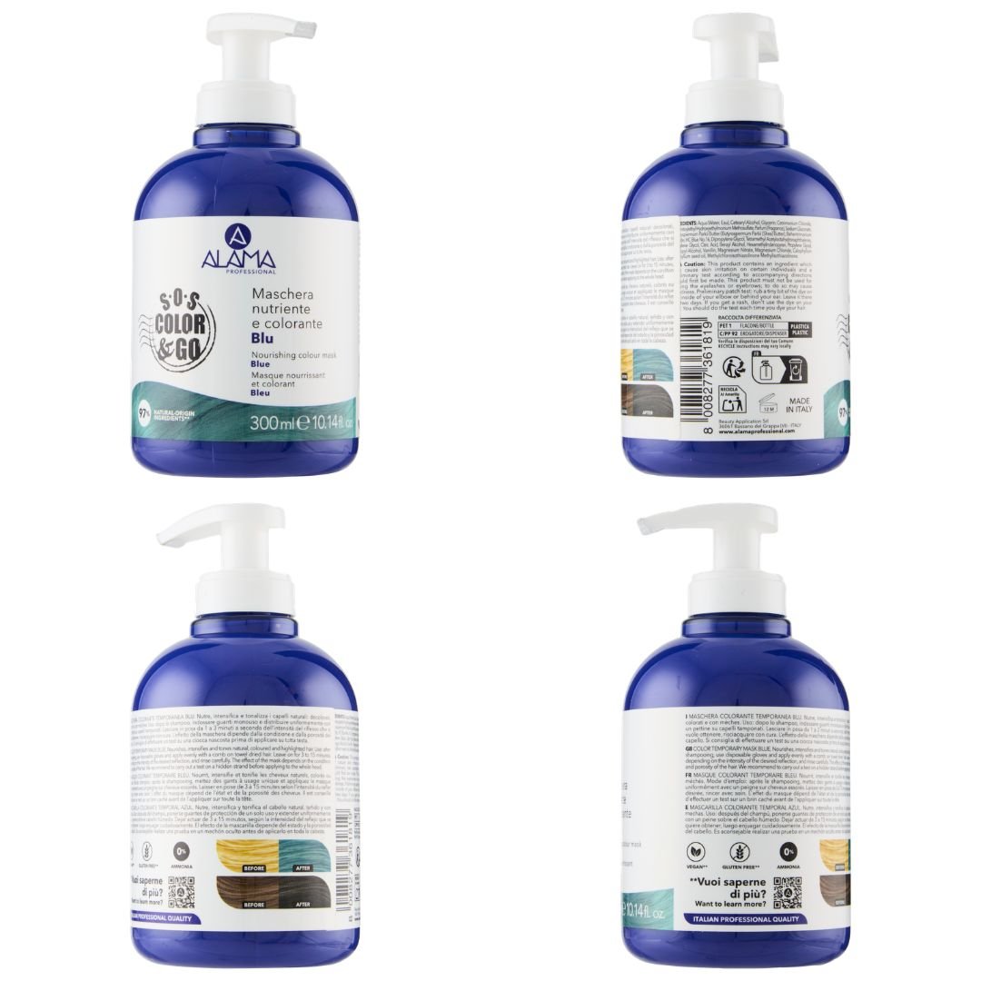 ALAMA SOS COLOR & GO Vegan - Maschera Nutriente e Colorante Blu 300ml - Liquidò