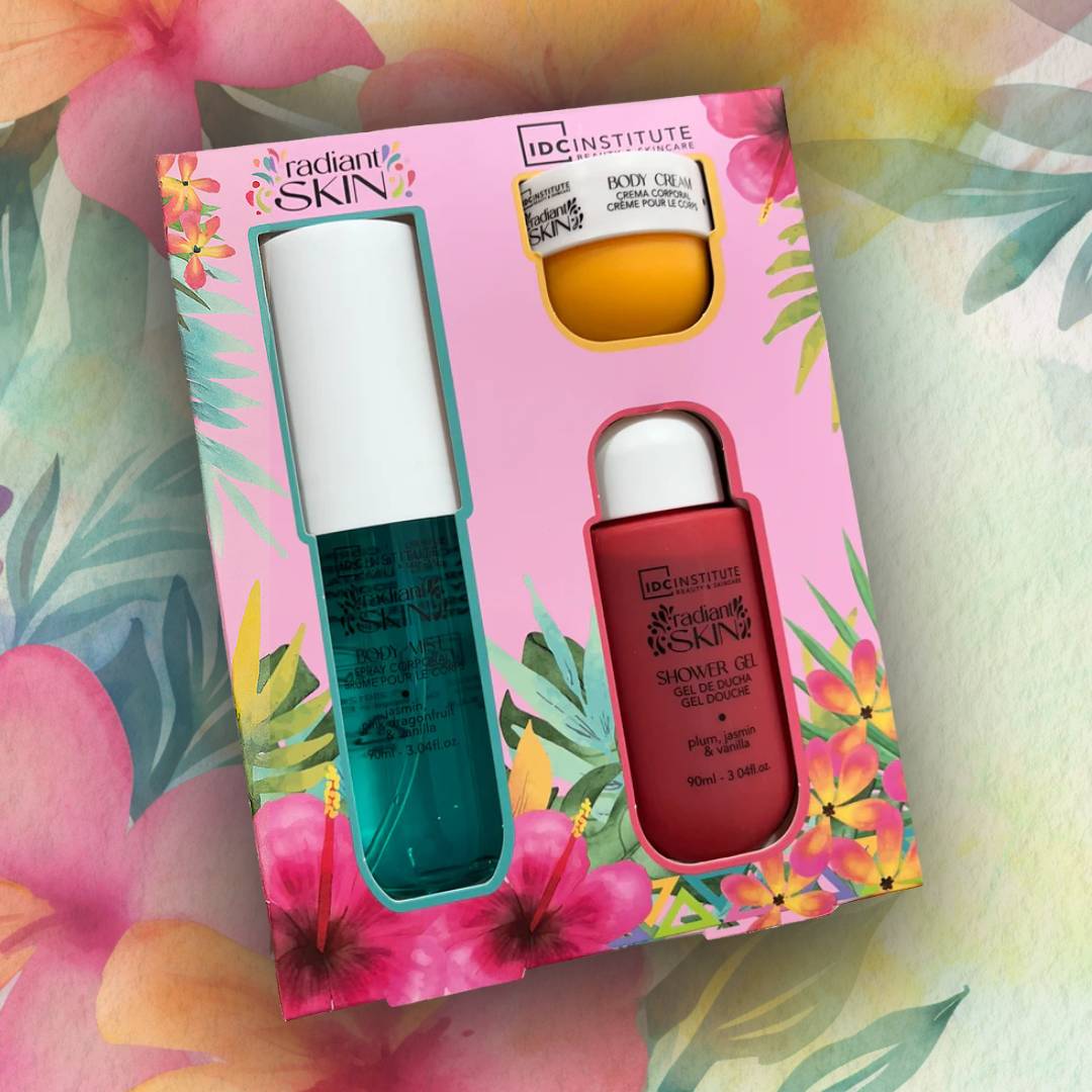 IDC RADIANT SKIN TRAVEL SET + SPEDIZIONE GRATUITA - Gel Doccia 90ml, Crema Corpo 30ml, Spray Corpo 90ml