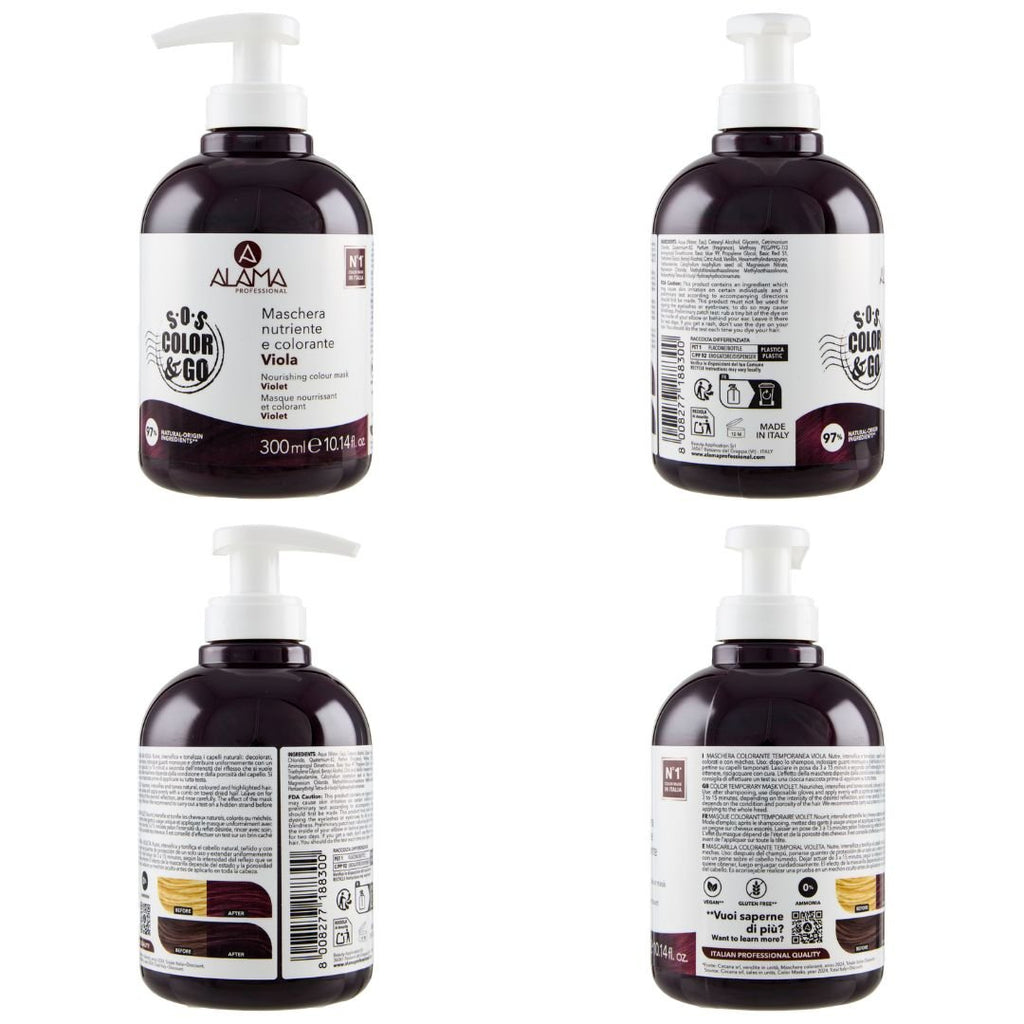 ALAMA SOS COLOR & GO Vegan - Maschera Nutriente e Colorante Viola 300ml - Liquidò