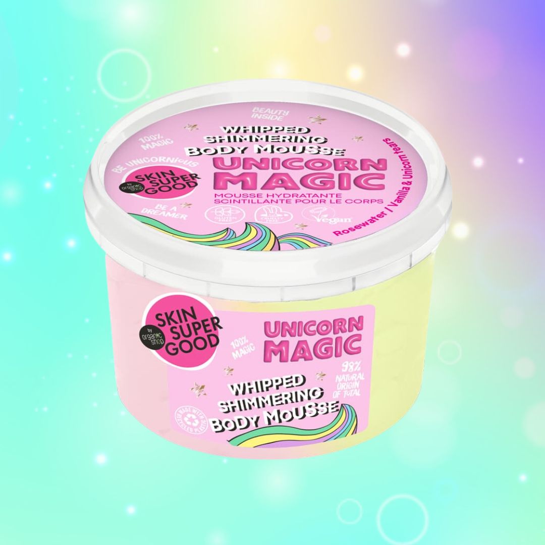 NEW UNICORN MAGIC SHIMMERING  | CREMA MOUSSE PER IL CORPO - Con Vaniglia, Acqua di Rose e Lacrime di Unicorno