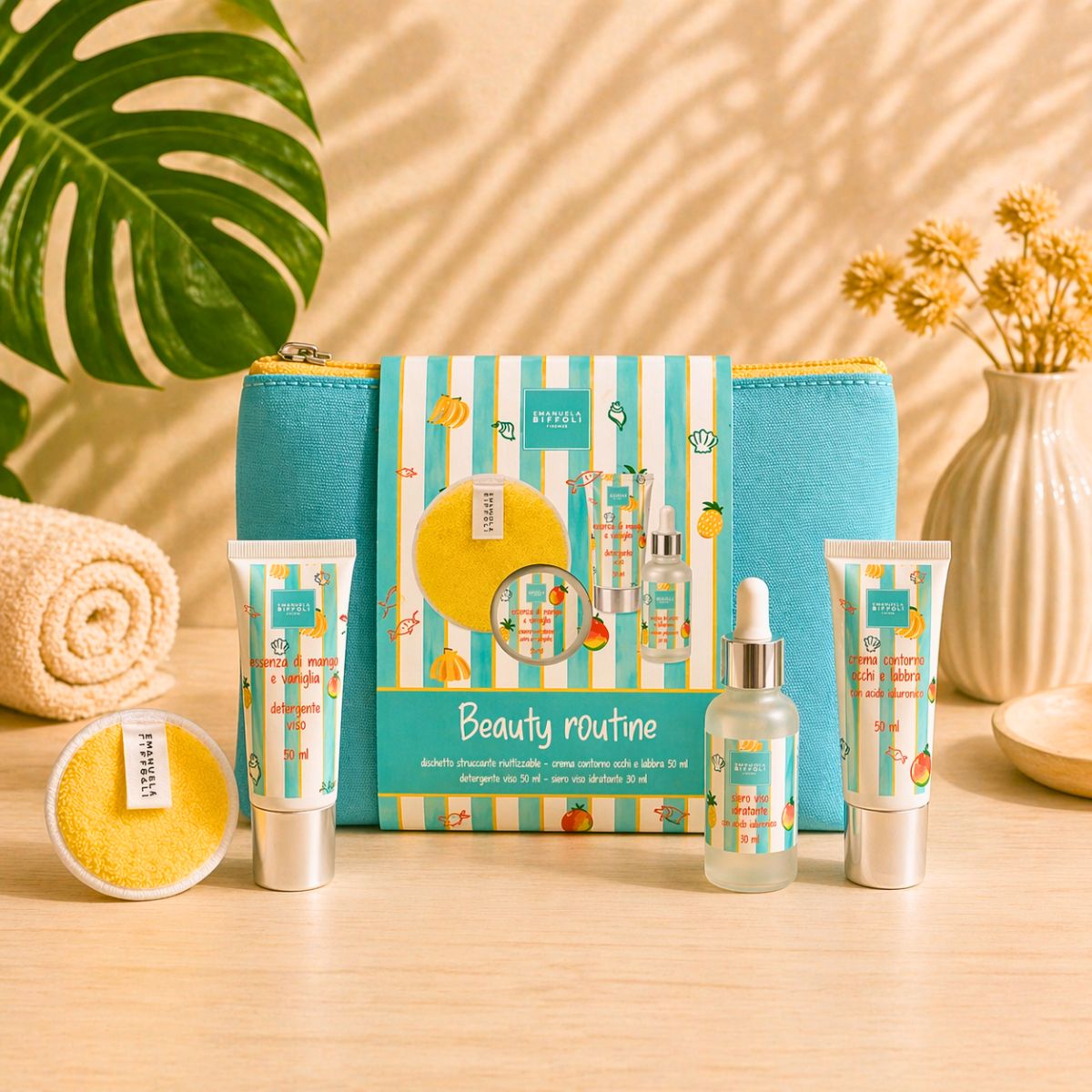 EMANUELA BIFFOLI BEAUTY ROUTINE KIT SKINCARE - Set Viso Mango & Vaniglia con Pochette