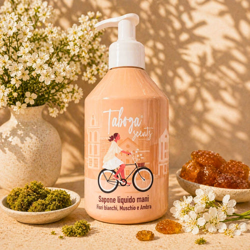 TABOGA SCENTS SAPONE LIQUIDO MANI – Fiori Bianchi, Muschio e Ambra 280ml - Liquidò