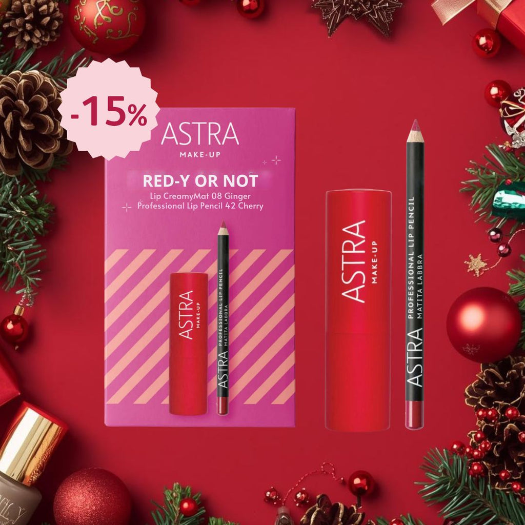 ASTRA MAKE UP BOX LABBRA | Red-y or Not - Lip CreamyMat 08 Ginger + Professional Lip Pencil 42 Cherry