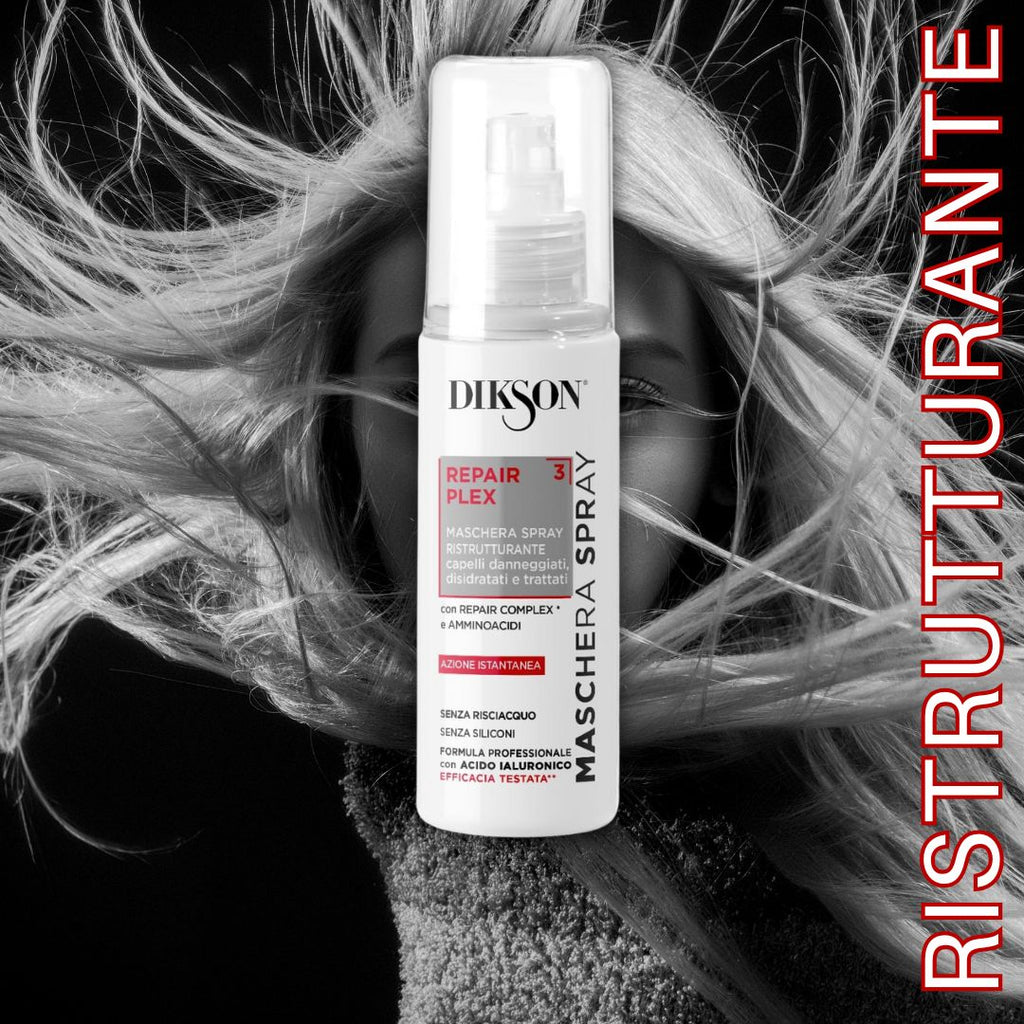 DIKSON REPAIR PLEX | Set Trattamento Riparatore Capelli Danneggiati: Shampoo 500ml, Balsamo 500ml, Maschera 509ml, Maschera Spray 150ml