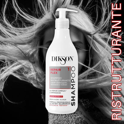 DIKSON REPAIR PLEX | Set Trattamento Riparatore Capelli Danneggiati: Shampoo 500ml, Balsamo 500ml, Maschera 509ml, Maschera Spray 150ml