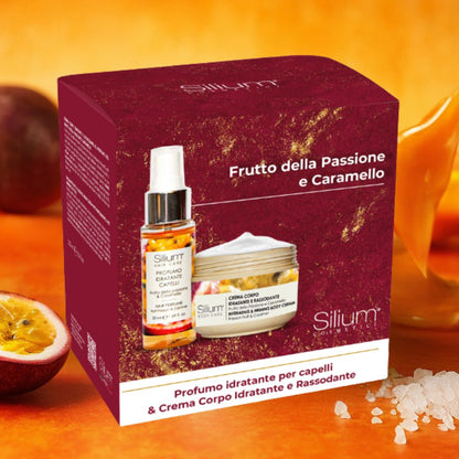 SILIUM COFANETTO FRUTTO DELLA PASSIONE & CARAMELLO | Crema Corpo 250ml + Profumo Capelli 50ml