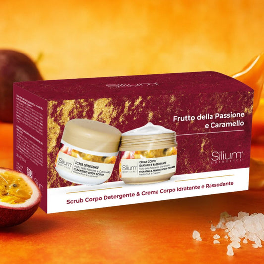 SILIUM COFANETTO FRUTTO DELLA PASSIONE & CARAMELLO | Crema Corpo + Scrub 2 x 250ml