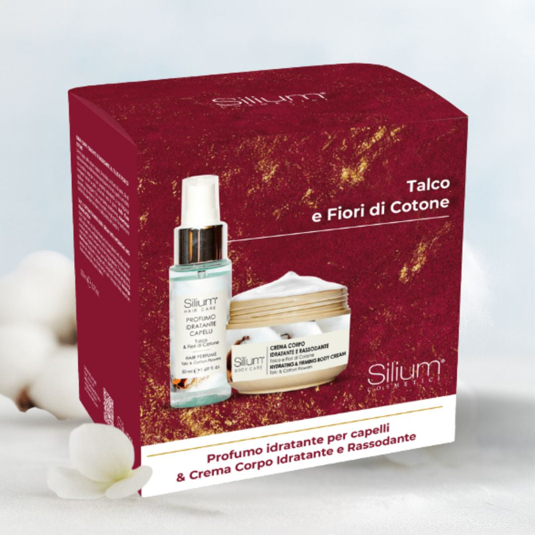 SILIUM COFANETTO TALCO & FIORI DI COTONE | Crema Corpo 250ml + Profumo Capelli 50ml