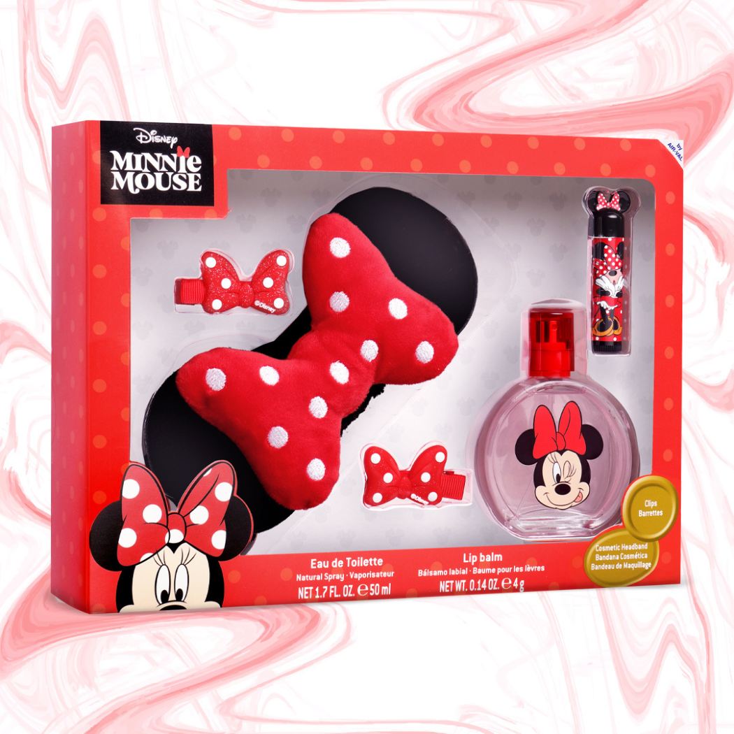 DISNEY MINNIE MOUSE COFANETTO - Eau De Toilette 50ml + Lip Balm 4g + Fascia Per Capelli + 2 Clip Capelli Coordinate