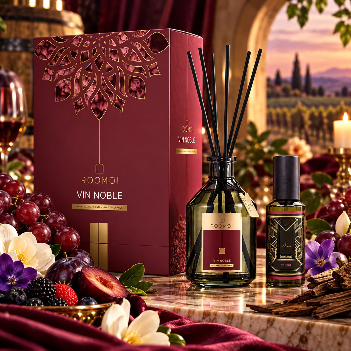 ROOMOI VIN NOBLE COFANETTO - Diffusore Ambiente 200 ml + Home Spray 100 ml