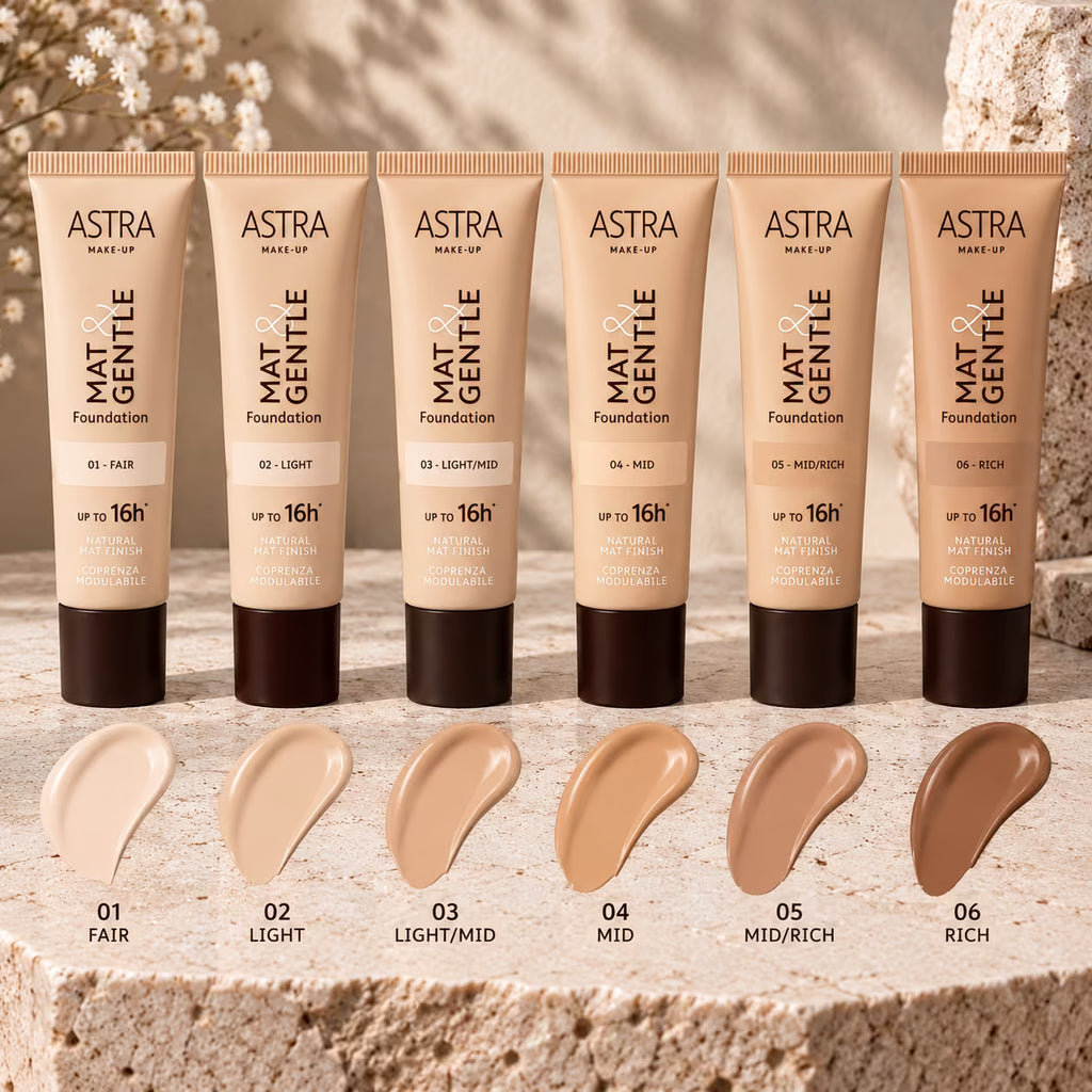 ASTRA MAT&GENTLE FOUNDATION - Fondotinta Opaco Naturale 25 ml