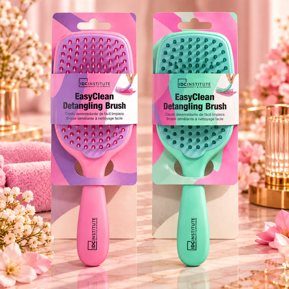 IDC INSTITUTE EASY CLEAN DETANGLING BRUSH - Spazzola Districante Facile da Pulire 2 Colori