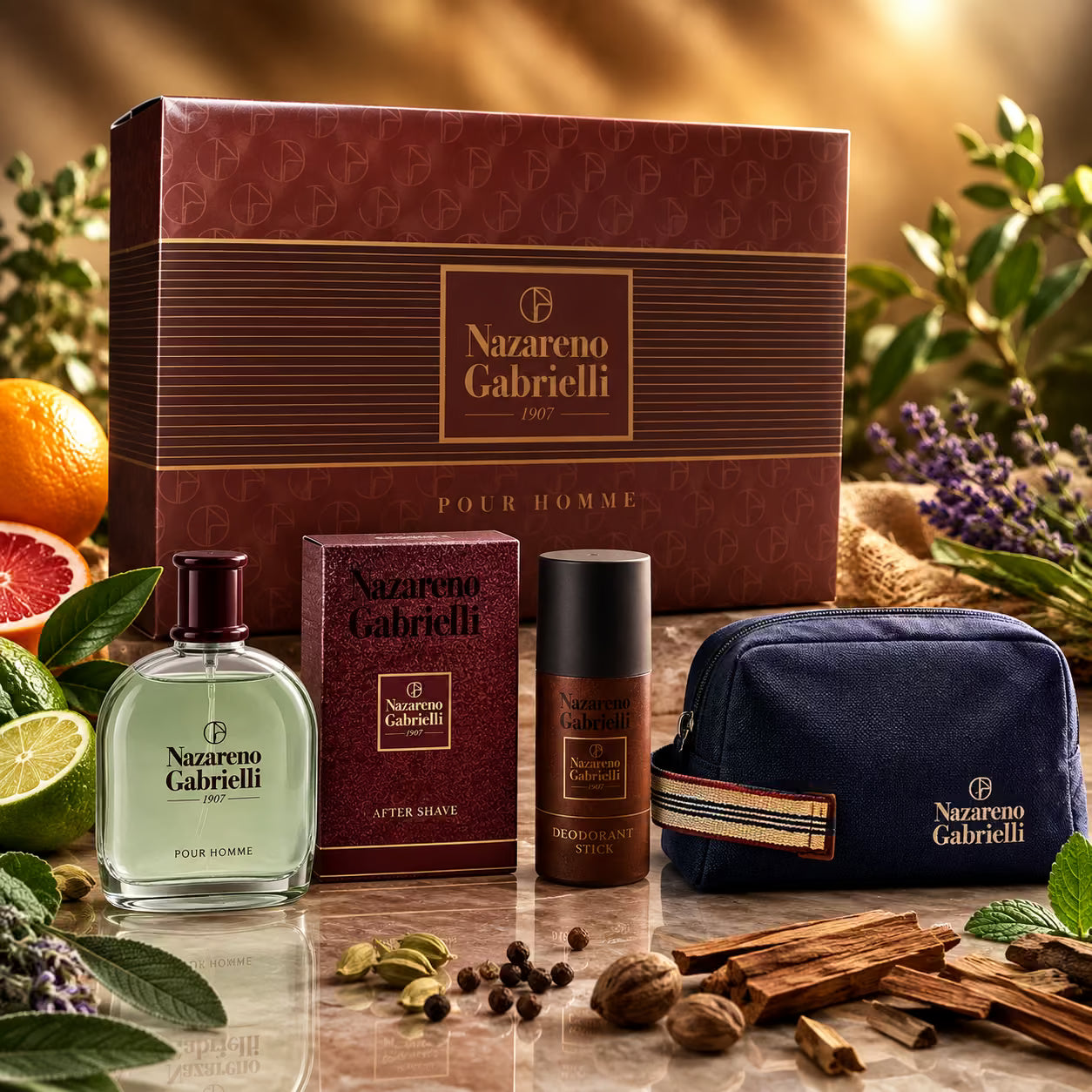 COFANETTO POUR HOMME - After shave da 100ml + Deo 150ml + Borsello