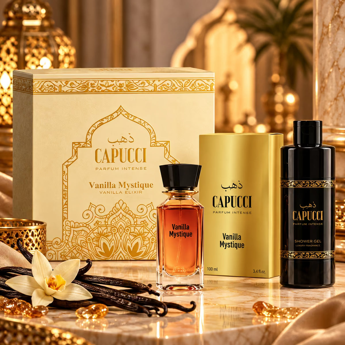 CAPUCCI PARFUM INTENSE VANILLA ELIXIR VANILLA MYSTIQUE COFANETTO - Parfum Intense 100 ml + Shower Gel 250 ml