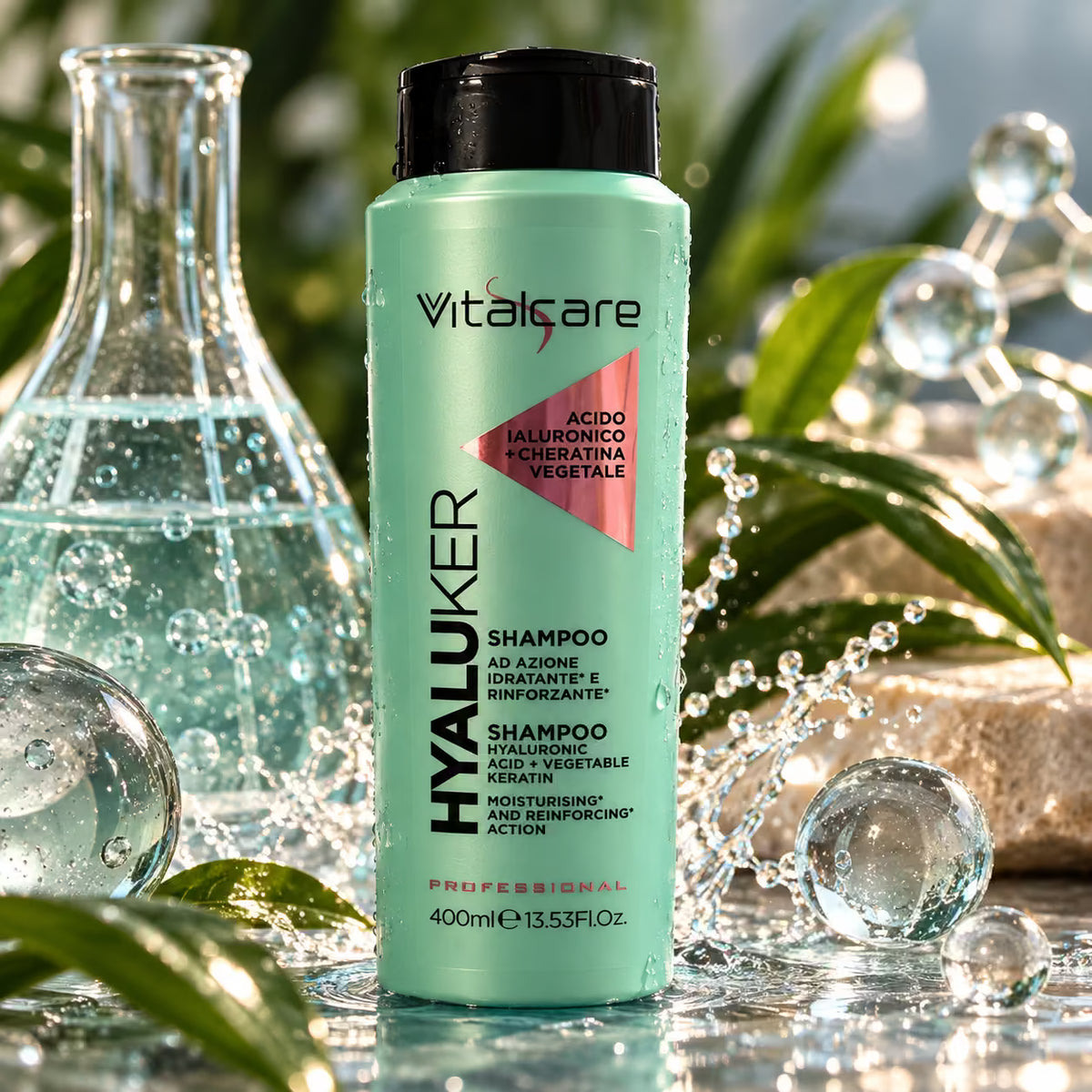 VITALCARE PROFESSIONAL HYALUKER SHAMPOO IDRATANTE E RINFORZANTE - Con Acido Ialuronico 400ml