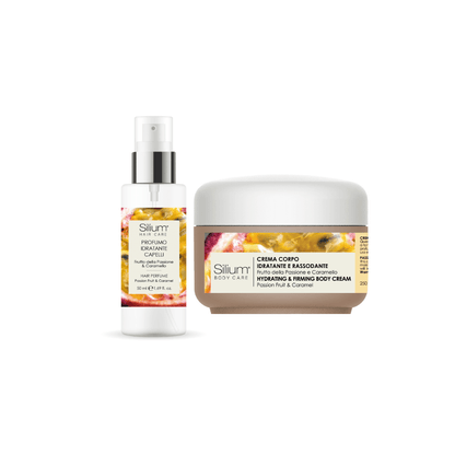 SILIUM COFANETTO FRUTTO DELLA PASSIONE & CARAMELLO | Crema Corpo 250ml + Profumo Capelli 50ml