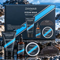 ZAYMAR FOR HIM OCEAN WAVE MEN'S RITUAL SET - Detergente Barba & Viso 200 ml + Olio da Barba Nutriente 50 ml + Balsamo Barba 100 ml + Pettine da Barba