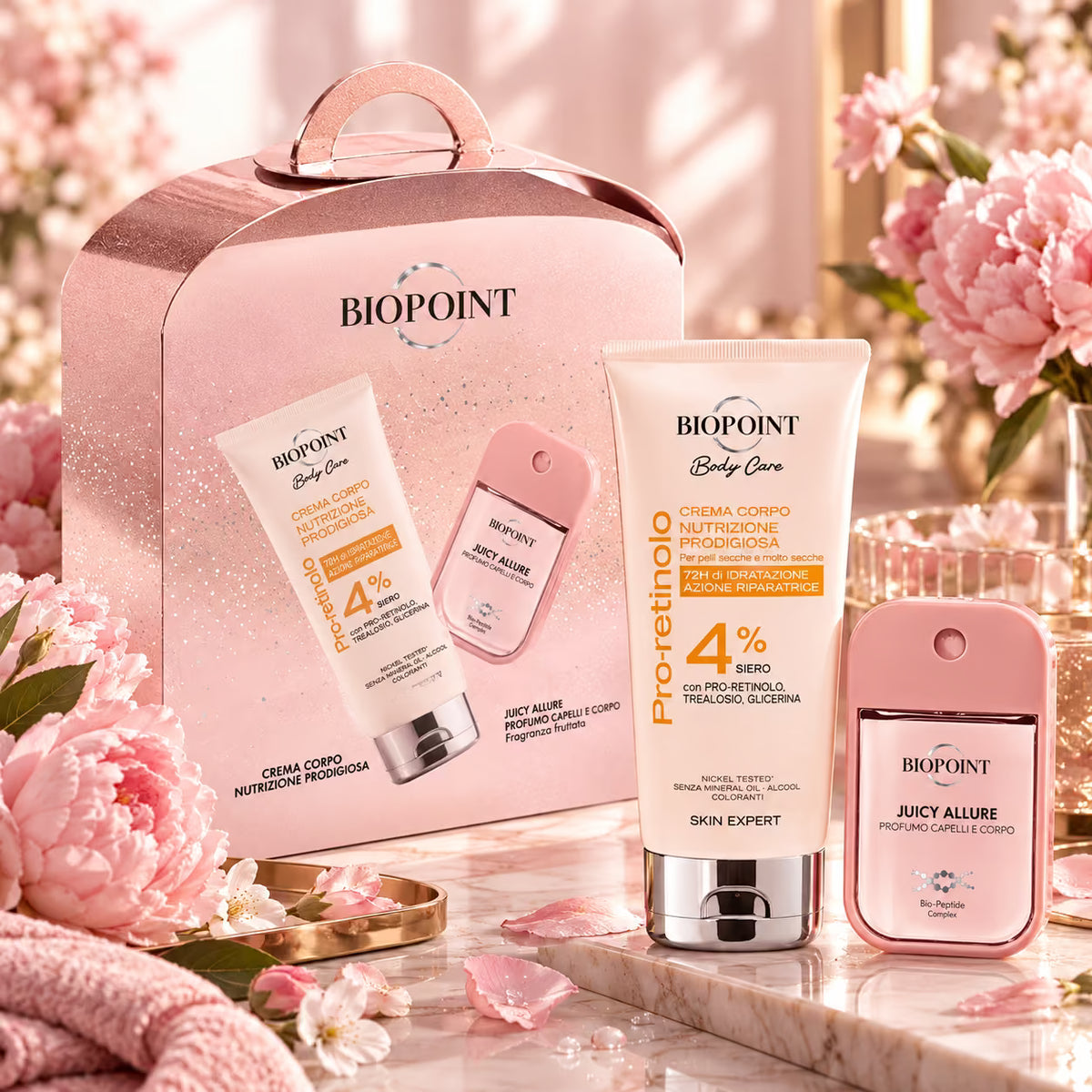BIOPOINT JUICY ALLURE COFANETTO REGALO - Crema Corpo 200 ml + Profumo Capelli e Corpo 45 ml