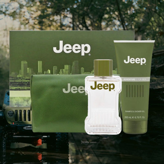JEEP ADVENTURE FOR MEN - Cofanetto Uomo | Aftershave Balm 100ml + Shampoo & Shower Gel 200ml + Beauty Case Ufficiale